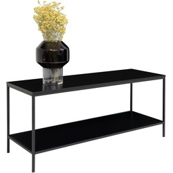 Vita TV Stand - TV table with black frame and two black shelves 100x36x45 cm