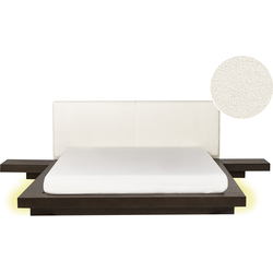 ZEN - Tweepersoonsbed met LED - Donkerhout - 160 x 200 cm - Bouclé