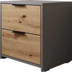 Meubella - Nachtkastje Roma - Grijs - Eiken - 44 cm - Set van 2