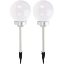 Set van 8x stuks solar tuinlampen/prikspots bol op zonne-energie 15 cm - Prikspotjes