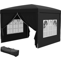 4goodz Outsunny Partytent 3x3 m - Opvouwbaar met 4 Zijwanden - Zwart