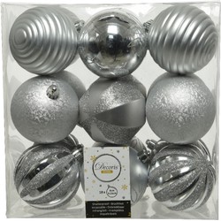 18x stuks kunststof kerstballen zilver 8 cm met luxe afwerking - Kerstbal
