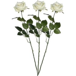 5x stuks mica creme kunstroos kunstbloemen 66 cm decoratie - Kunstbloemen