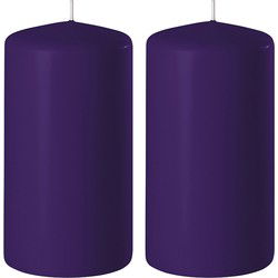 2x Kaarsen paars 6 x 8 cm 27 branduren sfeerkaarsen - Stompkaarsen
