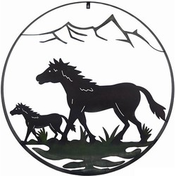 Wanddeco IJzer Rond Paarden