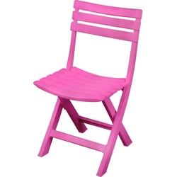 Sunnydays Klapstoel voor buiten/binnen - roze - 41 x 79 cm - stevig kunststof - Bijzet stoelen - Klapstoelen