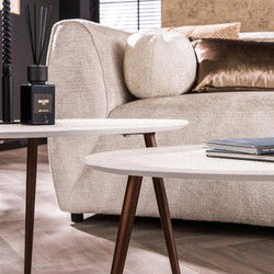 Salontafel Organisch - Beige Composiet - Set Van 2 - 48x59x42cm