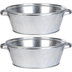 Set van 4x Ronde metalen drankemmers/drankkoelers/teilen 16 x 38 cm 11 liter - IJzeren emmer / teil