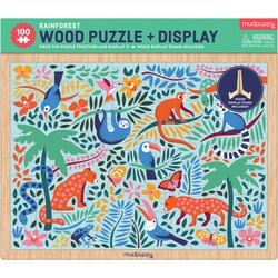 Mudpuppy Mudpuppy 100 Piece Wood Puzzle + Displ/Rainforest