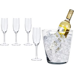 Luxe Kristallen Champagneset - Set van 5 - Inclusief Wijnkoeler