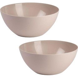 Plasticforte Serveerschaal/saladeschaal - 2x - D26 x H12 cm - kunststof - beige - 3500 ml - Serveerschalen