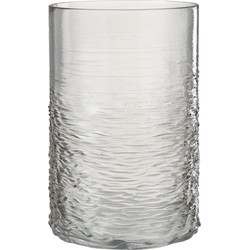 J-line - Windlicht Zee Glas Grijs Large - 19.5x19.5x30cm