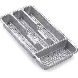 Plasticforte Bestekbak - 4-vaks - grijs - 33 x 18 x 4 cm - Bestekbakken
