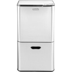 Luzzo® Kansas Push Prullenbak 63 liter Afvalscheiding 4 vakken - Afval Scheiden - Zilver