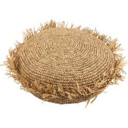 J-line - Kussen Rond Raffia Naturel - 62x62x24cm