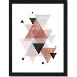 Pink Triangles - Fotoprint in houten frame - 30 X 40 X 2,5 cm