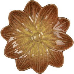 Clayre & Eef Decoratie schaal Bloem Ø 14x3 cm Oranje Keramiek