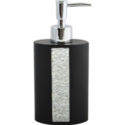 MSV Zeeppompje/dispenser - Luanda - kunststeen - zwart/zilver - 8 x 18 cm - 250 ml - Zeeppompjes