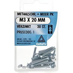 M.schroef moer pk m3x20mm 20st