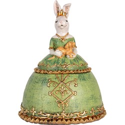 Clayre & Eef Sieradendoos Konijn 18x15x24 cm Beige Groen Kunststof