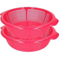 PlasticForte set van 2x stuks kunststof keuken vergiet van 31 x 9.5 cm fuchsia roze - Vergieten