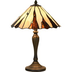 LumiLamp Tiffany Tafellamp  Ø 35x53 cm Beige Glas Tiffany Bureaulamp