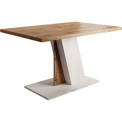 Meubella - Eetkamertafel Brand - Eiken - Wit - 138 cm
