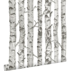 ESTAhome behang berken boomstammen licht warm grijs - 53 cm x 10,05 m - 138889