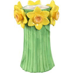 PTMD Vaas Flowy - 14x14x23 cm - Keramiek - Groen