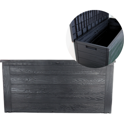 HIXA Opbergbox Tuin - Tuinkussenbox - Met deksel - Waterdicht -  300L - 120x45x57 cm - Tuinbox - Zwart