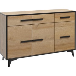 Meubella Dressoir Frey - Licht eiken - Zwart - 135 cm