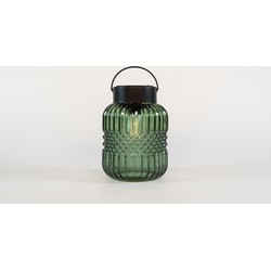 Solar glazen retro lamp groen 12,5x19 cm - Anna's Collection