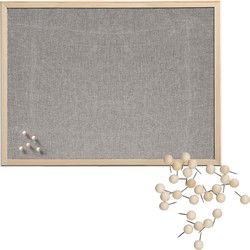 Prikbord incl. 30x punaises - 40 x 60 cm - lichtgrijs - textiel - Prikborden