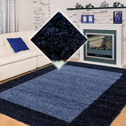 Tapijtenloods Basic Shaggy Kader vloerkleed Blauw Hoogpolig- 120x170 CM