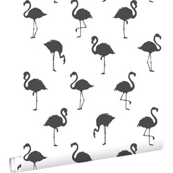 ESTAhome behang flamingo's zwart en wit - 0,53 x 10,05 m - 138993