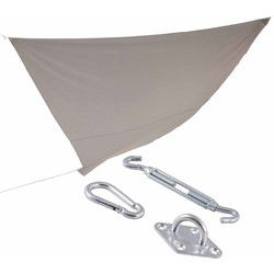 Schaduwdoek/zonnescherm driehoek grijs 3,6 x 3,6 x 3,6 meter met ophanghaken - Schaduwdoeken