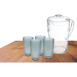 Excellent Houseware grote waterglazen 650 ML en karaf 2 Liter van kunststof - Drinkglazen