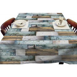 Tafelzeil - steigerhout planken - blauw - 1,4 x 2,5 m - binnen/ buiten - Tafelzeilen