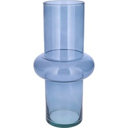 Bellatio Design Bloemenvaas - blauw transparant gerecycled glas - D15 x H31 cm - Vazen