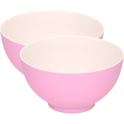 4x stuks onbreekbare kunststof/melamine roze dessert schaaltje Dia 14 x H 7.5 cm voor outdoor/camp - Serveerschalen