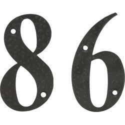 AMIG Huisnummer 86 - massief gesmeed staal - 10cm - incl. bijpassende schroeven - zwart - Huisnummers