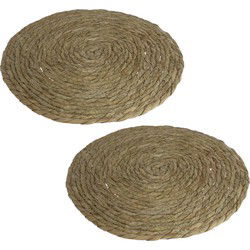 Pannen onderzetter - Set van 2x stuks - 32 cm - zeegras - rond - onderlegger - Panonderzetters