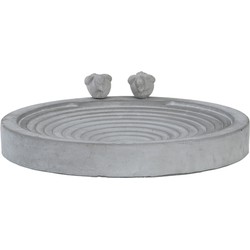 Esschert Design Vogelbad/voederschaal - grijs - beton - D39 x H9 cm - drinkschaal voor tuinvogels - Vogelvoederschalen