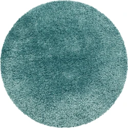 Nox Hoogpolig Effen Aqua Blauw vloerkleed - Rond - 160 X 160 CM