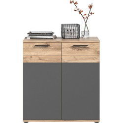 2-deurs dressoir in antracietgrijs en nox eik L80 cm - MASON