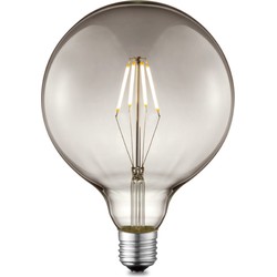 Edison Vintage LED filament lichtbron Carbon - Rook - G125 Global - Retro LED lamp - 12.5/12.5/17cm - geschikt voor E27 fitting - Dimbaar - 4W 120lm 1800K - warm wit licht