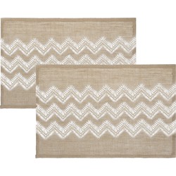 Set van 10x stuks placemats zigzag lijnen wit jute 45 x 30 cm - Placemats