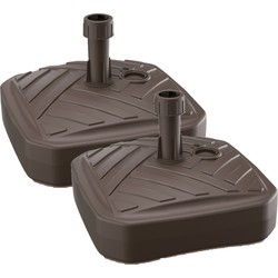 Prosperplast Parasolvoet - 2x - rotan look - bruin - 12 l - 39 cm - Parasolvoeten