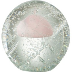 J-line - Presse Papier Bubbel Glas Roze Large - 13.5x13.5x12cm