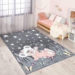 Tapijtenloods Vloerkleed Teddy Laagpolig Anime Kids Grijs- 160x230 CM